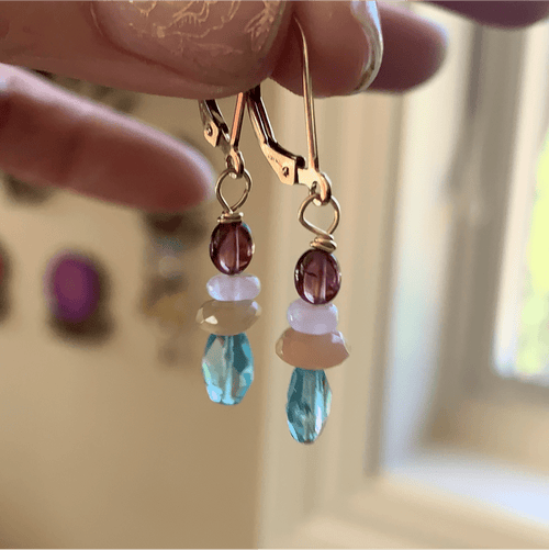 Gemstone Drop Earrings - Gold Filled - Handmade