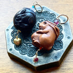 Rabbit Talisman Pendant - Netsuke - Lavender Jade, Turquoise and Vermeil - Handmade
