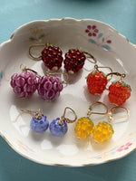 Glass Berry Earrings - Rainbow Shades - Gold Filled - Handmade