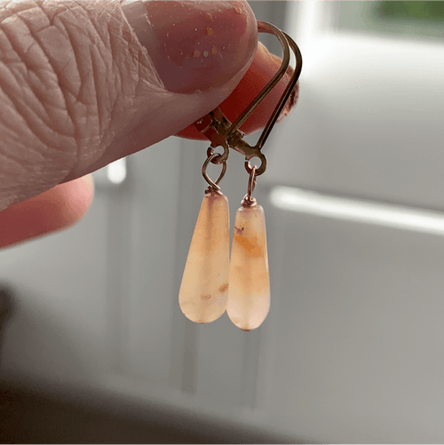 Carnelian Drop Earrings - Gold Filled - Handmade