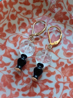 Carved Quartz and Onyx Earrings - Gold Filled - Handmade - Love Vintage Paris