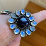 Moonstone Ring - Blue Goldstone - Sterling Silver - Vintage