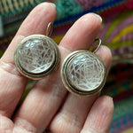Carved Quartz Earrings - Sterling Silver - Vintage