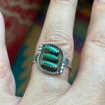 Turquoise Ring - Zuni Three Stone - Sterling Silver - Vintage