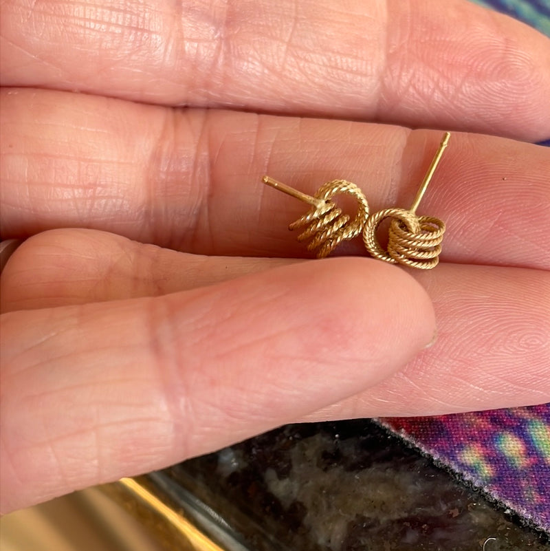 Textured Knot Stud Earrings - 14k Gold - Vintage
