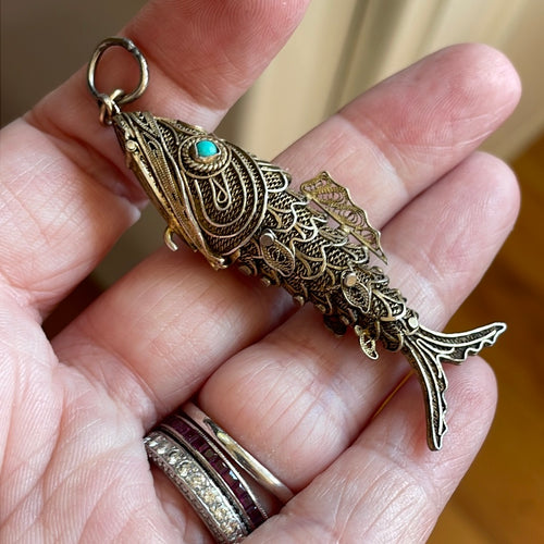 vermeil-fish-locket-turquoise-and-sterling-silver-vintage locket