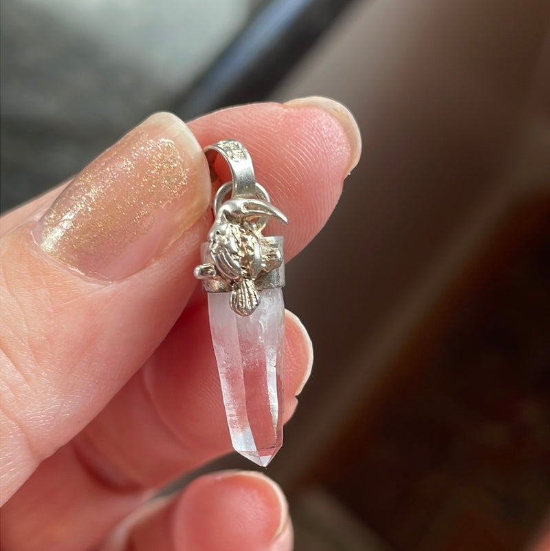 Toucan Point Crystal Pendant - Sterling Silver - Vintage