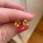 Citrine Stud Earrings -10k Gold - Vintage