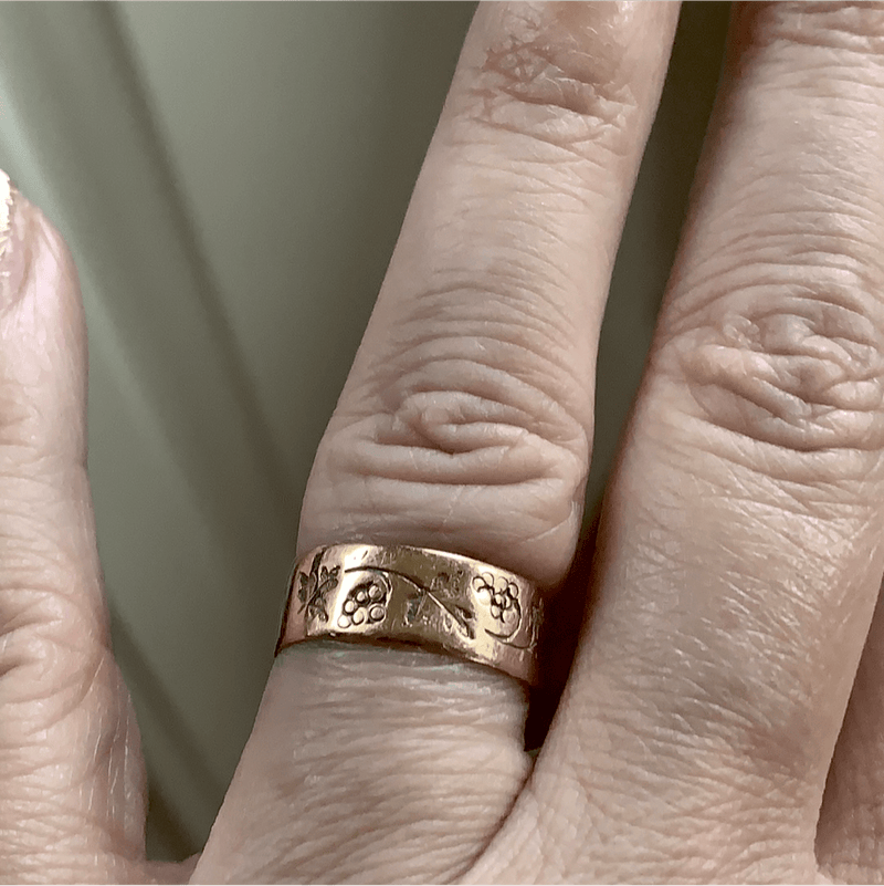 Rose Gold Band - Grapes or Berries - 9k Rose Gold - Antique