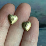 Heart Star Earrings - 14k Gold - Vintage