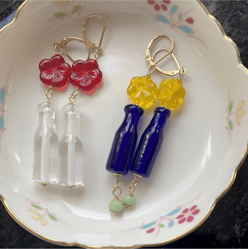 Flower Bottle Earrings - Gold Filled - Handmade