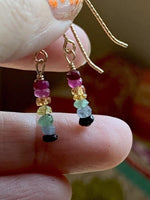 Rainbow Sapphire Earrings - Gold Filled - Handmade