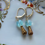 Sea Foam Flower Earrings - Glass - Vintage Beads - Handmade