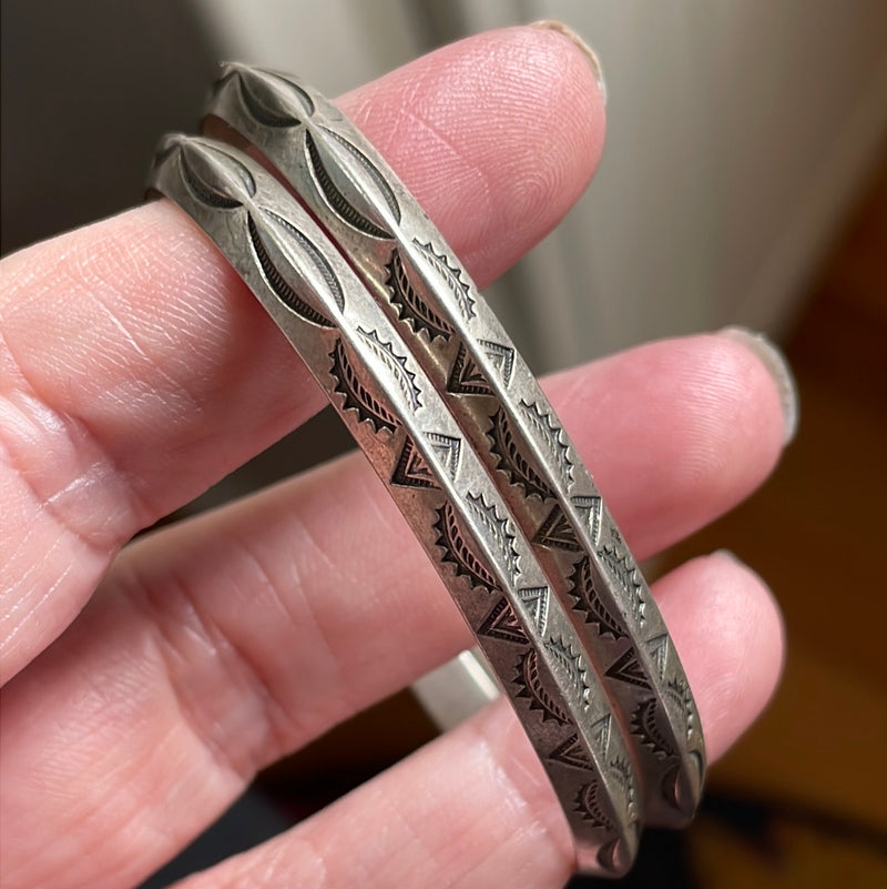 Stamped Sterling Cuff Bracelet - Native American - Sterling Silver - Vintage - Vintage Bracelet