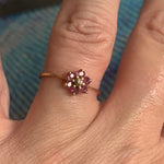 Ruby Flower Ring - Diamond - 10k Gold - Vintage
