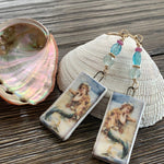 Mermaid Earrings - Fluorite, Apatite and Ruby - Gold Filled - Handmade