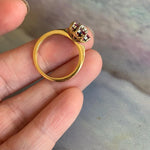 Garnet Opal Flower Ring - 18k Gold - Vintage