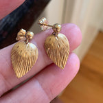 Striped Heart Earrings - 14k Gold - Vintage