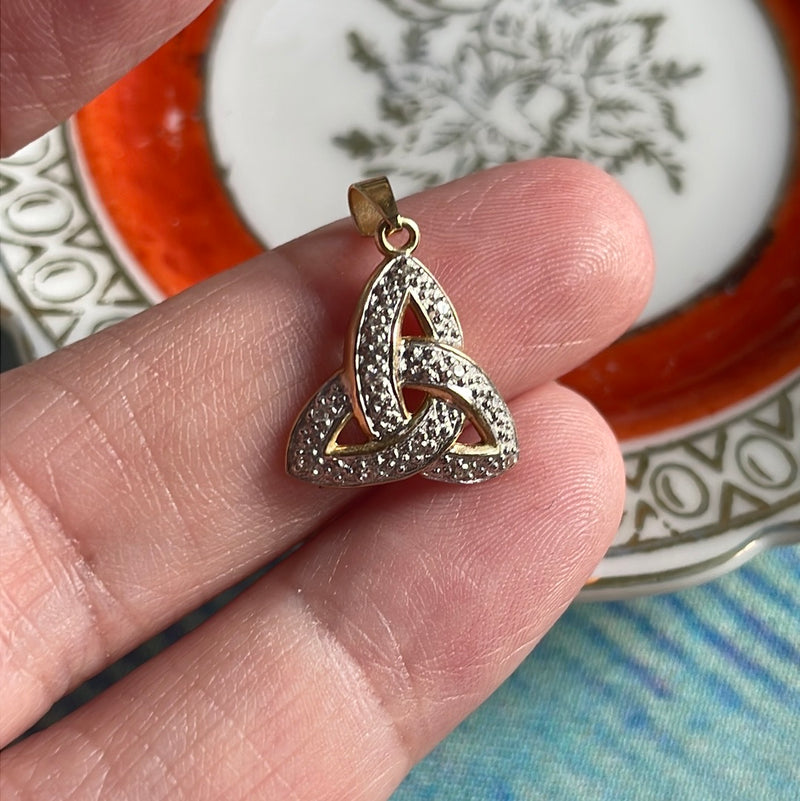 Celtic Diamond Pendant - 10k Gold - Vintage