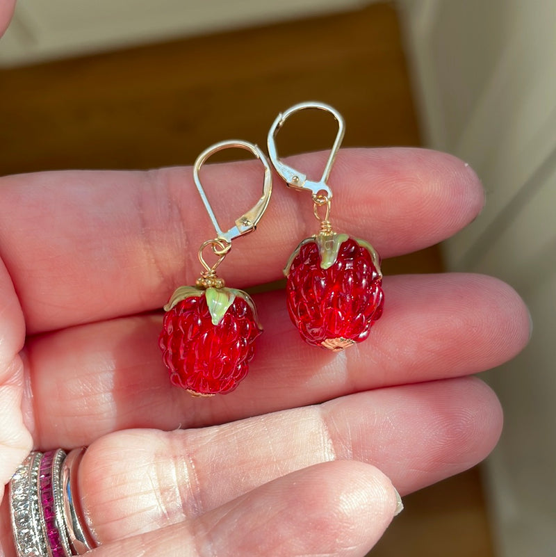 Glass Berry Earrings - Rainbow Hues - Gold Filled - Handmade