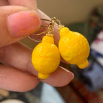 Fruit Earrings - Yellow and Pale Aqua Hues - Gold Filled - Handmade