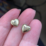 Diamond Heart Stud Earrings - 14k Gold - Vintage