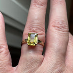 Yellow Sapphire Ring - Emerald Cut - 10k Gold - Vintage