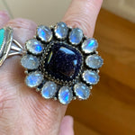 Moonstone Ring - Blue Goldstone - Sterling Silver - Vintage