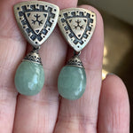 Jade Earrings- Sterling Silver - Vintage