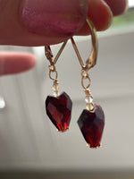 Garnet Heart Earrings - Citrine - Gold Filled - Handmade