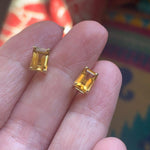 Citrine Earrings - Emerald Cut - 14k Gold - Vintage