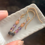Sunstone and Amethyst Ombre Earrings - Gold Filled - Handmade