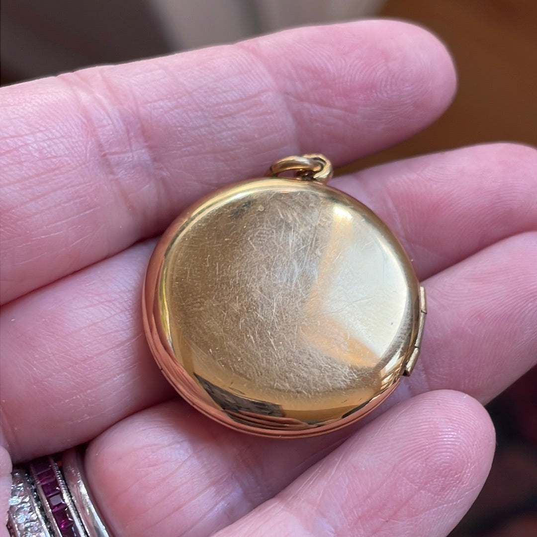 Vintage Flower Locket - Retro 12k Gold Filled Round Engraved Necklace Pendant - Circa 1960s Era Statement Keepsake Photo Ballou 60s Jewelry No Chain