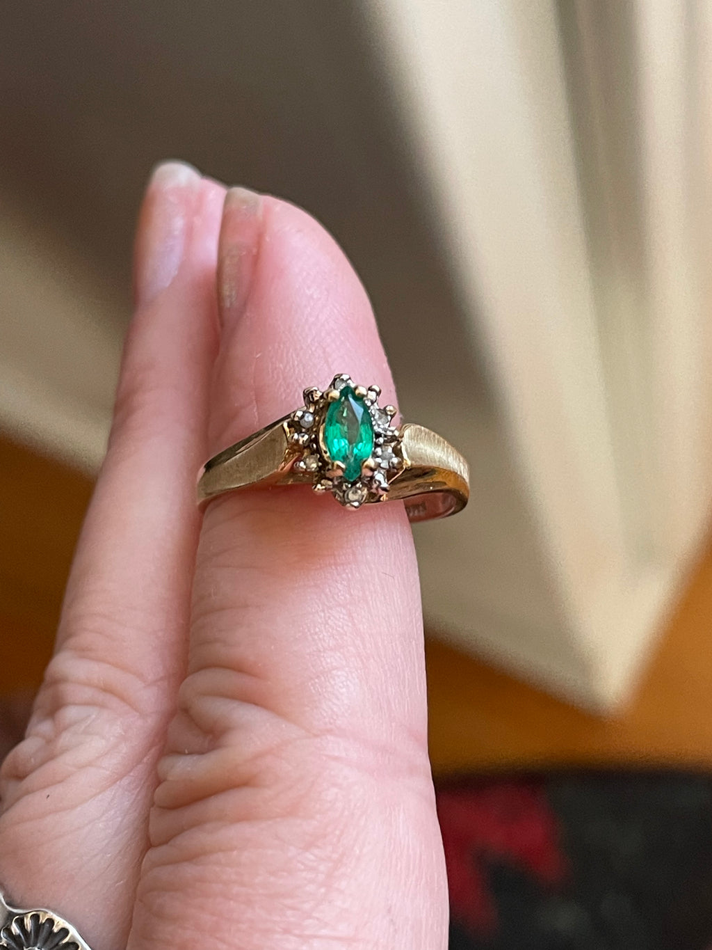 Emerald buy and diamond ring 10k gold