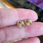 Textured Knot Stud Earrings - 14k Gold - Vintage