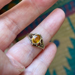 Yellow Paste Ring - Floral - 10k Gold - Vintage