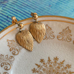 Striped Heart Earrings - 14k Gold - Vintage